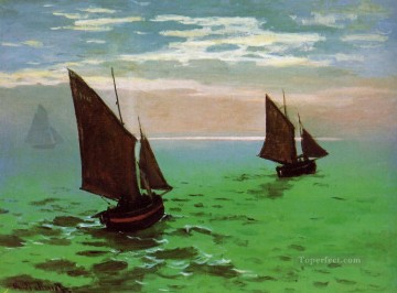 Barcos de pesca en el mar Claude Monet Pinturas al óleo